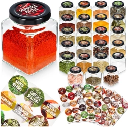 Glazen kruidenpotjes 100 ml – set van 24 stuks met 90 labels