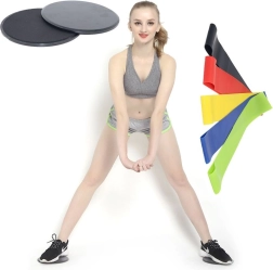 Glijdende schijven + 5 oefenbanden - zwart