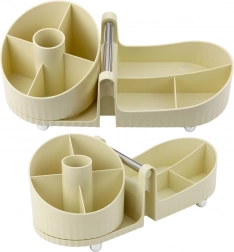 Organizer voor cosmetica en kantoorspullen met handvat beige