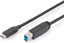 Verbindingskabel USB 3.0 type C naar B, superspeed 5 Gbps, Power Delivery, 1,8 m, zwart