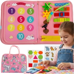 Kruzzel manipulatief sensorisch Montessori-boek roze (eenhoorn) - 1 stuk