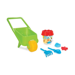 Kruiwagen met accessoires voor de zandbak 5 stuks - groen, Pilsan