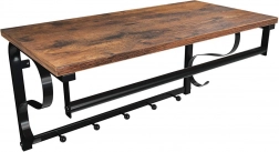 Wandplank in loftstijl met haken en stang