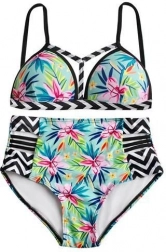 dames bikinitop en -broekje met hoge taille, push-up – maat S