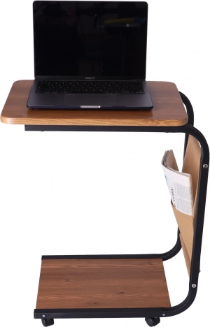 Mobiele salontafel / Bijzet-salontafel op wieltjes - donkere kleur