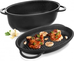 Granieten ovale braadslede met deksel 2-in-1 GRANDE 10 l, 43 × 28 cm