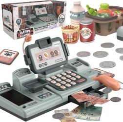 Kinderkassa met weegschaal, scanner en mandje voor winkelspel