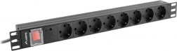 Lanberg rack PDU-strook 19″, 1U, 16 A, 8× Schuko, 2 m, zwart