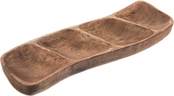Houten verdeelde serveerschaal van mangohout 35 × 11 cm