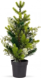 Kunstkerstboom met eucalyptus 45 cm in bloempot