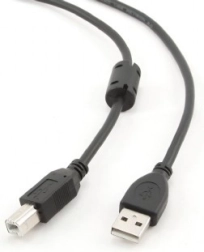 USB 2.0-kabel A–B 4,5 m met ferrietkern, vergulde contacten