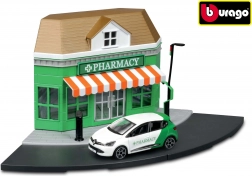 Bburago City apotheek 1:43 speelset met metalen auto