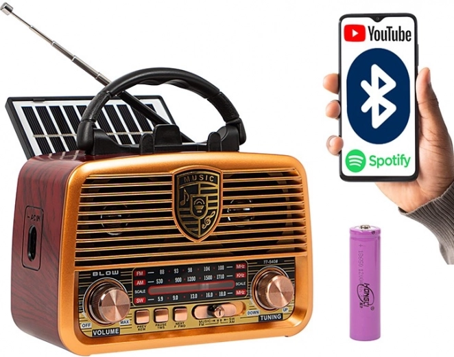 Draagbare analoge radio RA10 AM/FM met zonne-opladen en Bluetooth