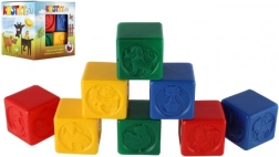 Kleurrijke plastic blokken voor kinderen met dierenmotieven, set van 8 stuks