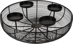 Ronde metalen kandelaar voor 4 kaarsen, zwart, 36 × 10 cm
