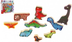 Houten puzzelbord met safari-dieren 20 × 14 cm – Dinosaurussen