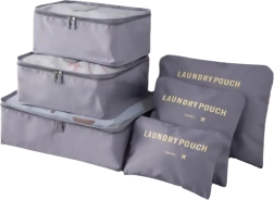 Set reisorganizers voor koffer en kledingkast (6 stuks) – zwart