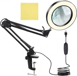 Bureaulamp met loep en LED-verlichting IZOXIS – zwart