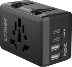 BlitzWolf reisadapter 4-in-1 met USB‑C en PD 20 W