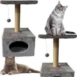 Krabpaal voor katten met mandje en hangend muisje