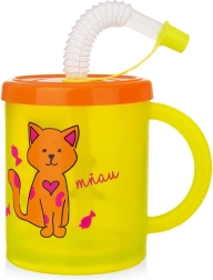 Kinderbeker met rietje kat 260 ml