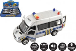 Politiewagen met licht en geluid, 15 cm, metaal/kunststof, met terugtrekmotor
