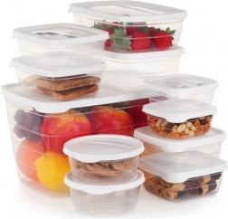 Set van kunststof voedselbewaarbakjes met deksel, 11 stuks