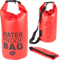 Waterdichte scheepstas 15 l met rolsluiting en schouderriem – rood