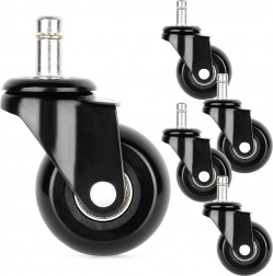 Rubberen wieltjes voor bureaustoel 50 mm, pen 10 mm, set van 5 stuks