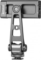 Draaibare telefoonklem Puluz met universele houder 1/4 in zwarte kleur