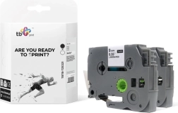 Tape voor Brother-labelprinters, zwarte tekst op witte achtergrond, 9 mm x 8 m, 2 stuks