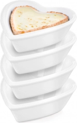 Porseleinen hartvormige schaaltjes voor voorgerechten 7,5 cm, 35 ml, 4 stuks