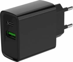 Snellader USB‑C + USB‑A 20 W, zwart
