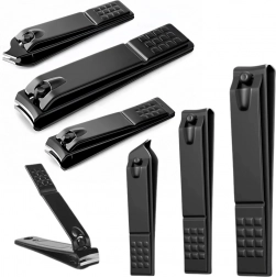 set van 3 zwarte nagelknippers – groot, klein en schuin