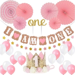 Set verjaardagsballonnen voor meisje - roze