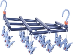 Opvouwbaar droogrek met knijpers, 14 clips, donkerblauw