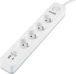 Overspanningsstekkerdoos EVER Protect, 4 stopcontacten met USB-A en USB-C, 3,4 A