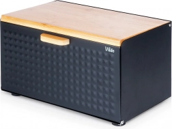 Broodtrommel van zwart metaal en bamboe met dubbel deksel 35,5 × 22 × 20,5 cm Vilde