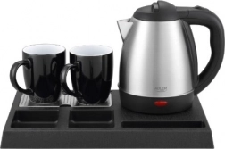 Hotelwaterkoker 1,2 l van roestvrij staal met welkomsttray ADLER AD 1354