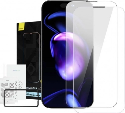 Baseus Crystal gehard glas stofbestendig 0,3 mm voor iPhone 14/13/13 Pro – Dubbelpak