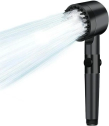 Zwarte douchekop met STOP-functie en debietregeling