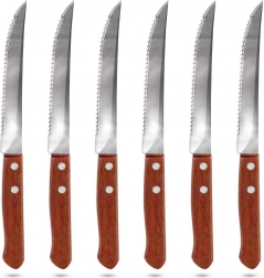 Set van gekartelde steakmessen van roestvrij staal, 20,5 cm, 6 stuks