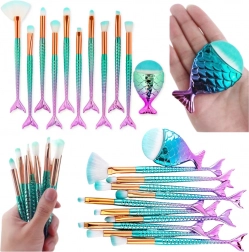 Set regenboog make-upkwasten in de vorm van een zeemeerminnenstaart, 11 stuks