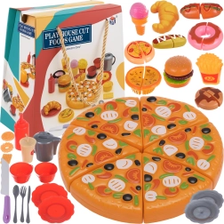 Ruhhy kinderspeelset met fastfood en klittenband-pizza om te snijden, 42 delen