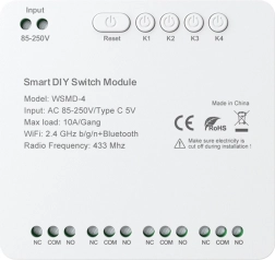 Slimme vierkanaals schakelmodule AVATTO voor doe‑het‑zelvers 250 V