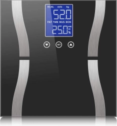 Analytische personenweegschaal met LCD, glazen, tot 180 kg – zwart