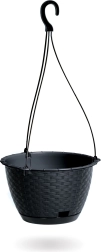 Hangende bloempot met rotanlook antraciet