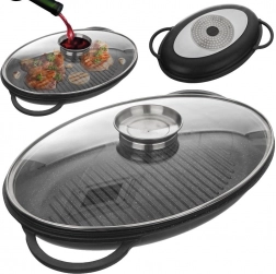 Grillpan van graniet met deksel GRANDE 43 × 28 × 6 cm