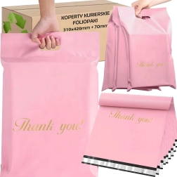 Roze verzendpolyzakken met handgreep 310 × 420 + 70 mm, 50 stuks