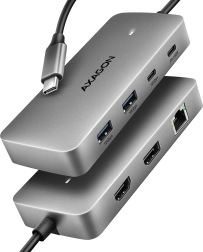 Axagon hmc-cub83x2 usb-c hub 7in1, 10 gbps, hdmi 4k/144 hz, dp 8k/30 hz, glan, pd 100 w